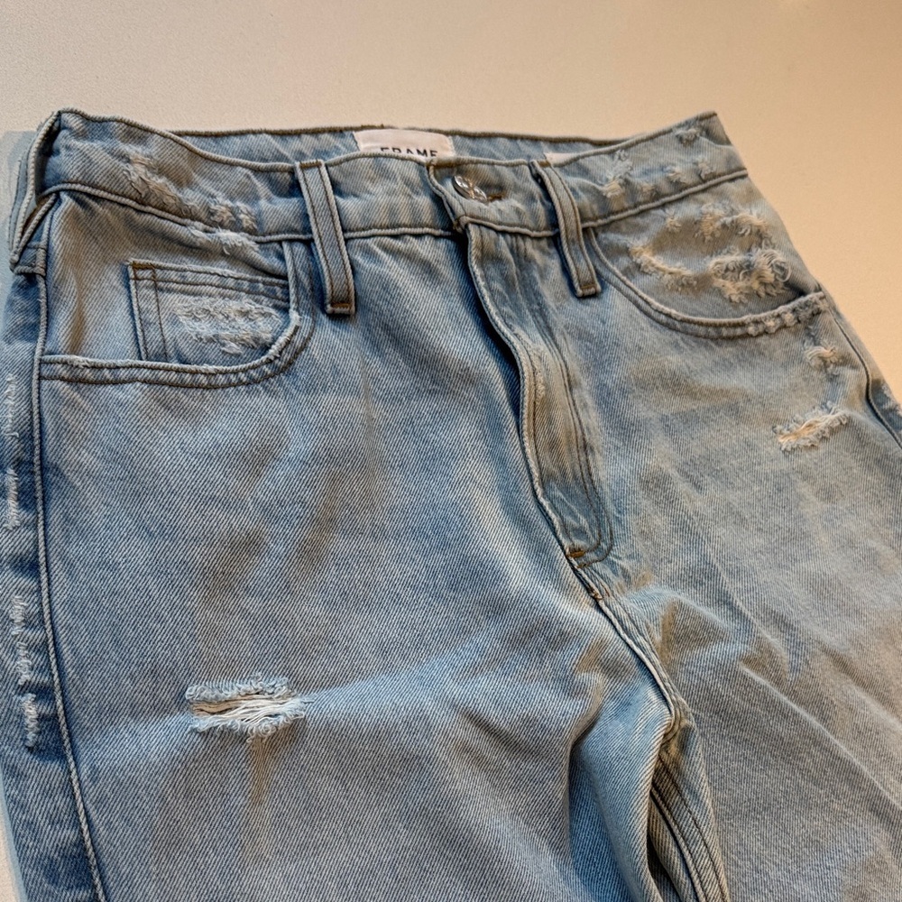 Frame Denim Le High N’ Tight Cropped Mini Boot Jeans, Rossum 2yr Rips, Size 25 - Picture 4 of 12
